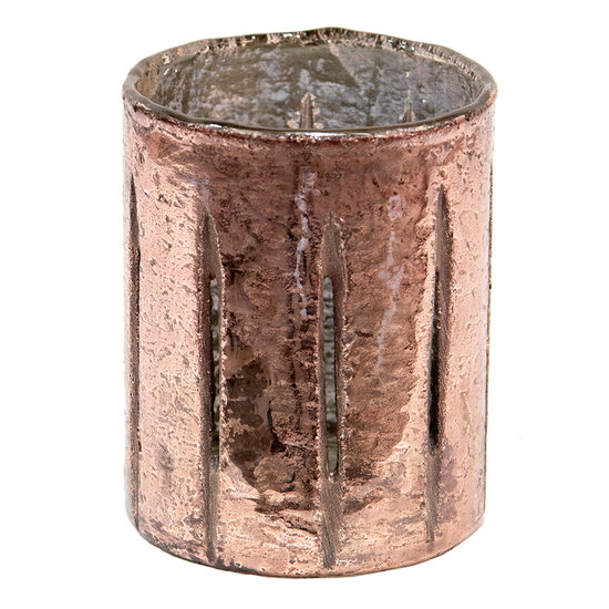 Clayre & Eef | Glazen Theelichthouder Roze ø 9x11 cm | 6GL3628