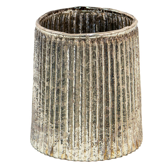 Clayre & Eef | Glazen Theelichthouder Goudkleurig ø 8x9 cm | 6GL3636