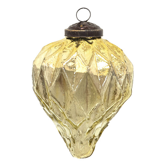 Clayre & Eef | Kerstbal Goudkleurig ø 7x8 cm | 6GL3648
