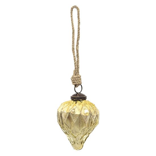 Clayre & Eef | Kerstbal Goudkleurig ø 7x8 cm | 6GL3648