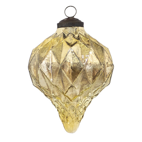 Clayre & Eef | Kerstbal Goudkleurig ø 8x10 cm | 6GL3649