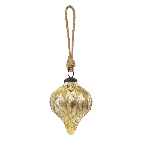 Clayre & Eef | Kerstbal Goudkleurig ø 8x10 cm | 6GL3649