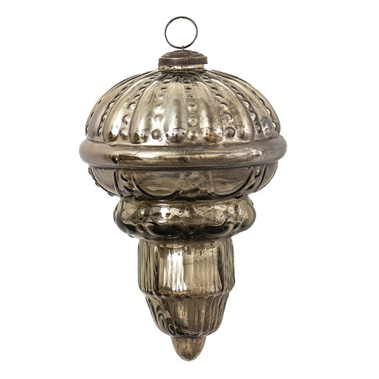 Clayre & Eef | Kerstbal XL Zilverkleurig ø 14x22 cm | 6GL3653