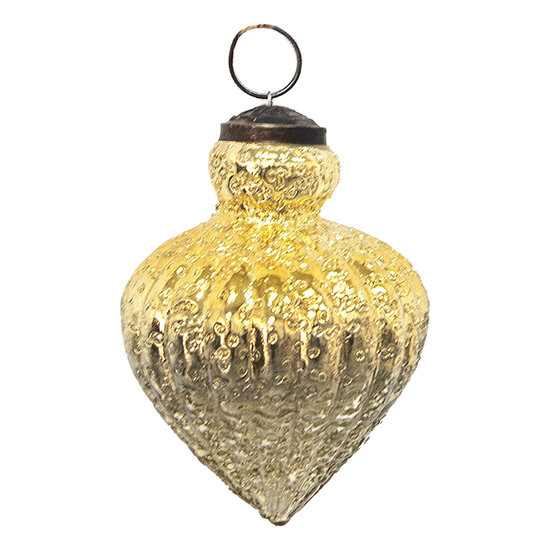 Clayre & Eef | Kerstbal Goudkleurig ø 8x11 cm | 6GL3654