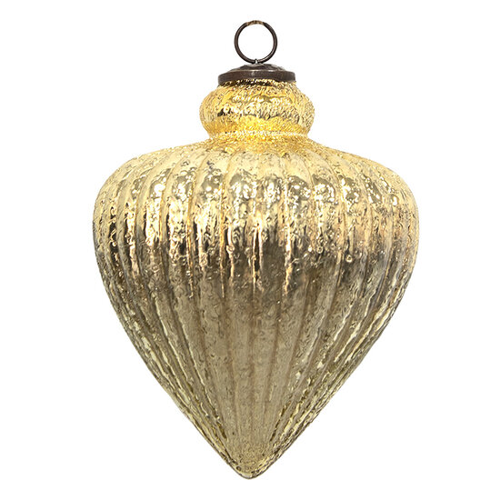Clayre & Eef | Kerstbal XL Goudkleurig ø 17x22 cm | 6GL3656