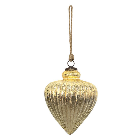 Clayre & Eef | Kerstbal XL Goudkleurig ø 17x22 cm | 6GL3656