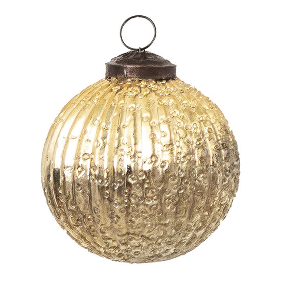 Clayre & Eef | Kerstbal Goudkleurig ø 7x7 cm | 6GL3658
