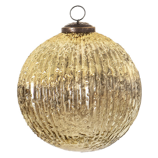 Clayre & Eef | Kerstbal Goudkleurig ø 12x12 cm | 6GL3659