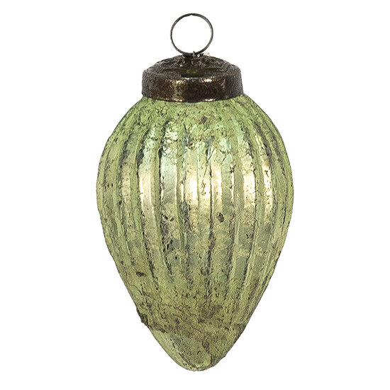Clayre & Eef | Kerstbal Groen, Bruin ø 5x7 cm | 6GL3664
