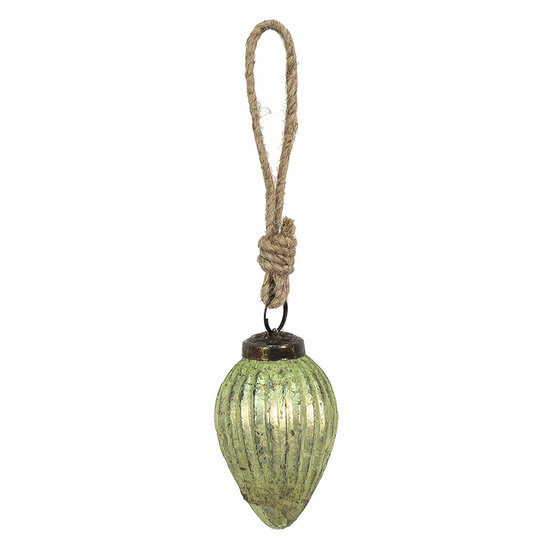 Clayre & Eef | Kerstbal Groen, Bruin ø 5x7 cm | 6GL3664