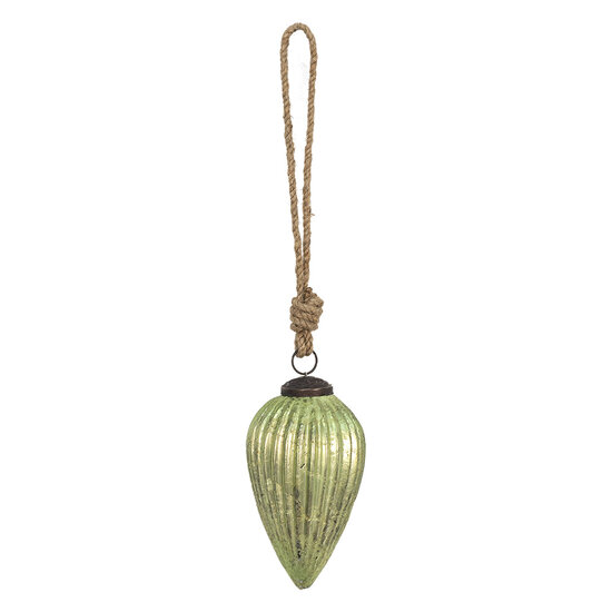 Clayre & Eef | Kerstbal Groen ø 7x12 cm | 6GL3665