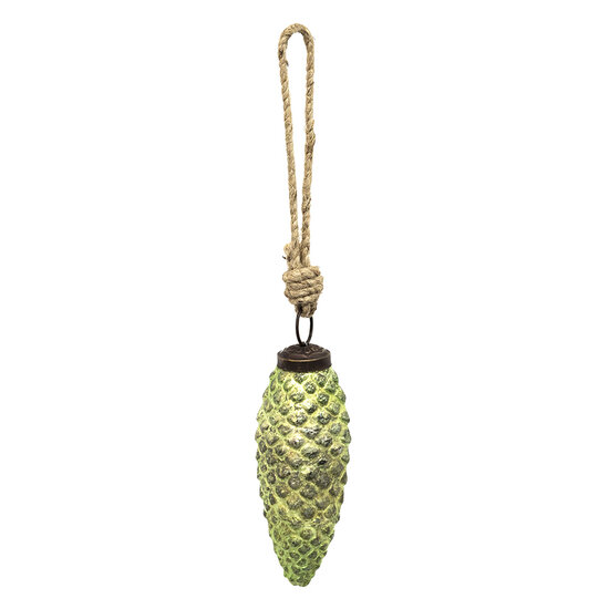 Clayre & Eef | Kerstbal Groen, Bruin 5x3x10 cm | 6GL3667