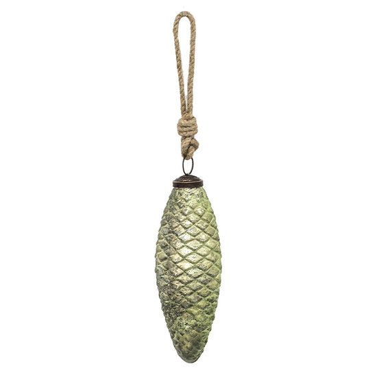 Clayre & Eef | Kerstbal Groen, Bruin 6x5x16 cm | 6GL3668
