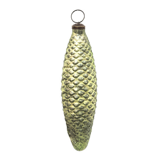 Clayre & Eef | Kerstbal XL Groen, Bruin 7x5x23 cm | 6GL3669