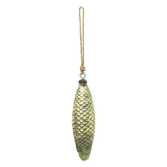 Clayre & Eef | Kerstbal XL Groen, Bruin 7x5x23 cm | 6GL3669