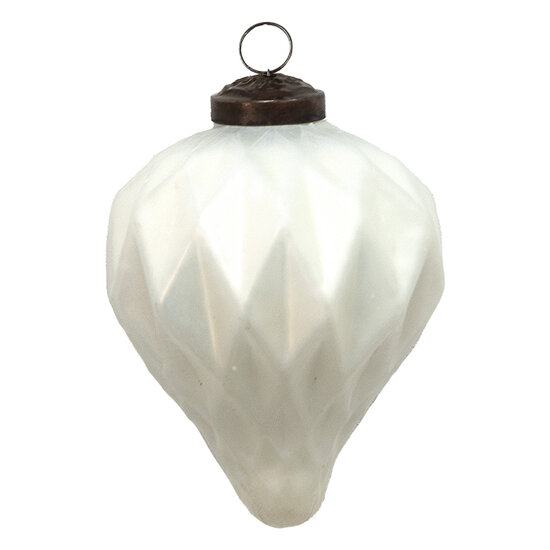 Clayre & Eef | Kerstbal Wit ø 7x8 cm | 6GL3675