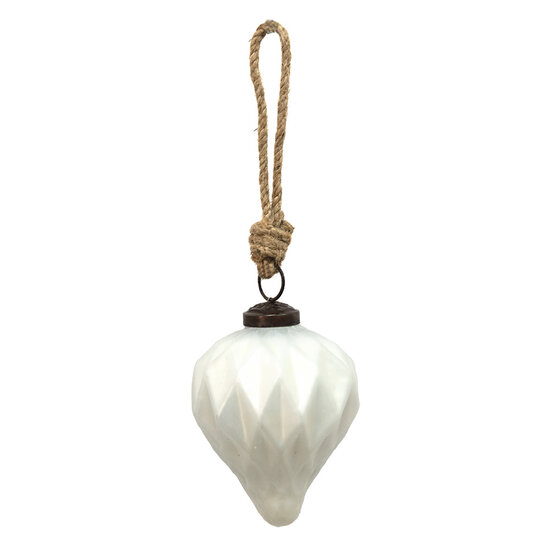 Clayre & Eef | Kerstbal Wit ø 7x8 cm | 6GL3675