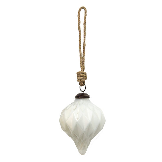 Clayre & Eef | Kerstbal Wit ø 8x10 cm | 6GL3676