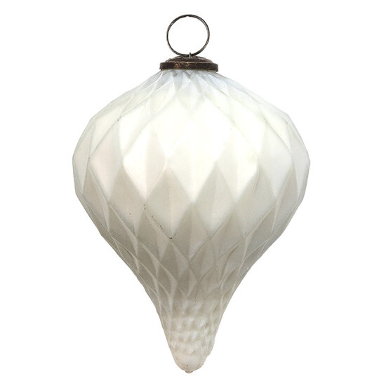 Clayre & Eef | Kerstbal XL Wit ø 16x20 cm | 6GL3678