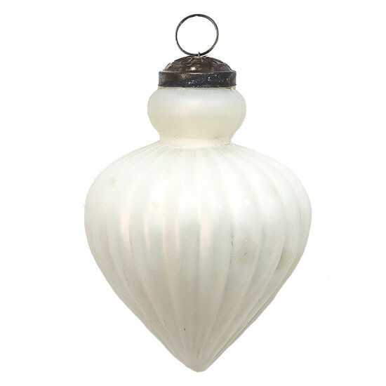 Clayre & Eef | Kerstbal Wit ø 8x9 cm | 6GL3679