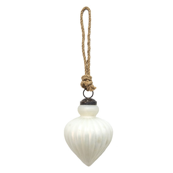 Clayre & Eef | Kerstbal Wit ø 8x9 cm | 6GL3679