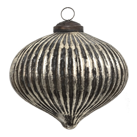Clayre & Eef | Kerstbal Bruin Goudkleurig ø 10x9 cm | 6GL3683