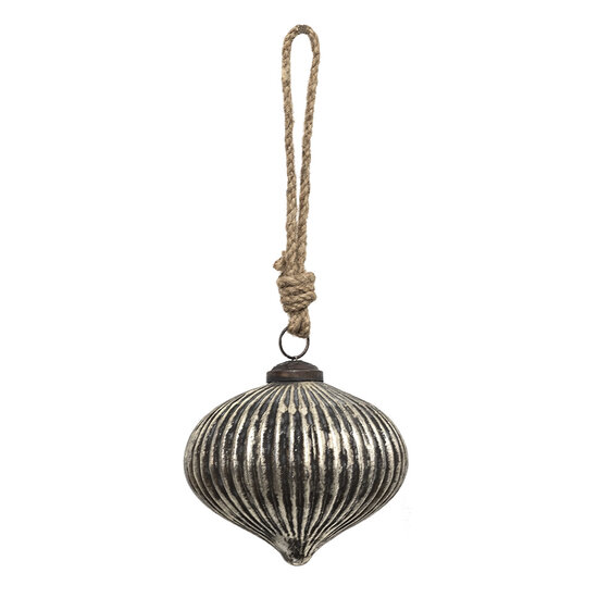 Clayre & Eef | Kerstbal Bruin Goudkleurig ø 10x9 cm | 6GL3683
