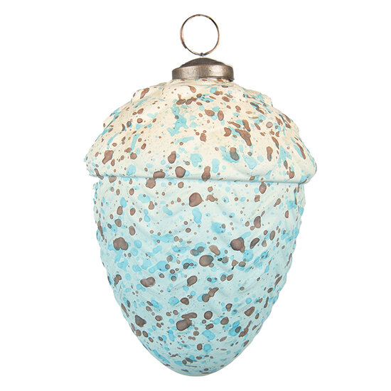 Clayre & Eef | Kerstbal Eikel Bruin, Turquoise ø 9x14 cm | 6GL3716