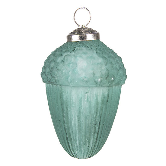 Clayre & Eef | Kerstbal Eikel Groen ø 7x10 cm | 6GL3723