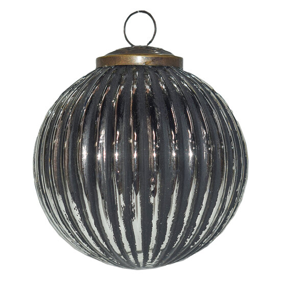 Clayre & Eef | Kerstbal Zwart, Zilver ø 10x10 cm | 6GL3755