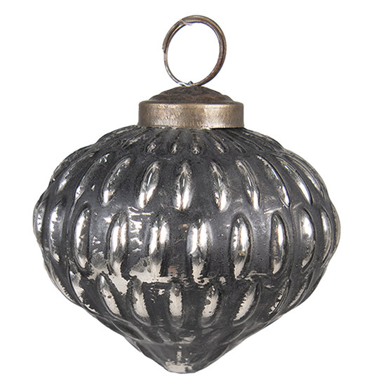 Clayre & Eef | Kerstbal Zwart, Zilverkleurig ø 7x7 cm | 6GL3759