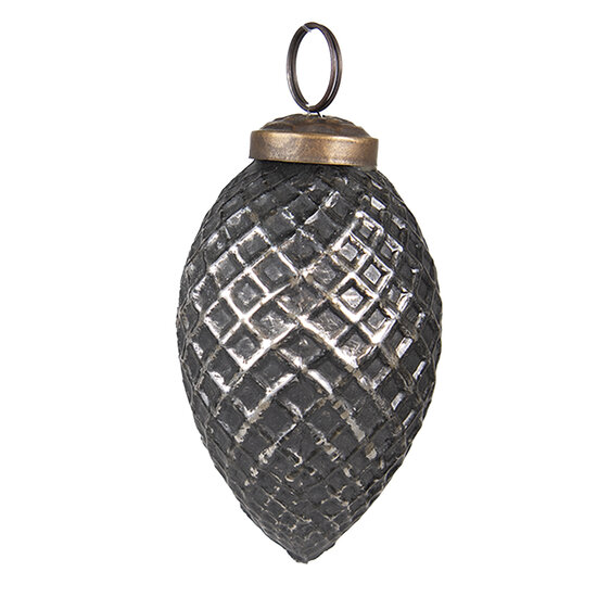 Clayre & Eef | Kerstbal Zwart, Zilverkleurig ø 4x7 cm | 6GL3760