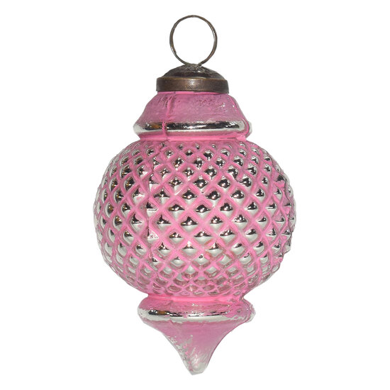 Clayre & Eef | Kerstbal Roze ø 8x10 cm | 6GL3766