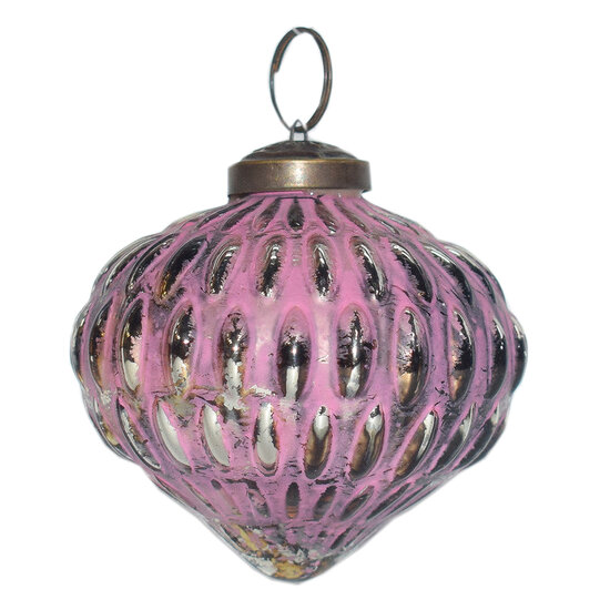 Clayre & Eef | Kerstbal Roze ø 7x7 cm | 6GL3767