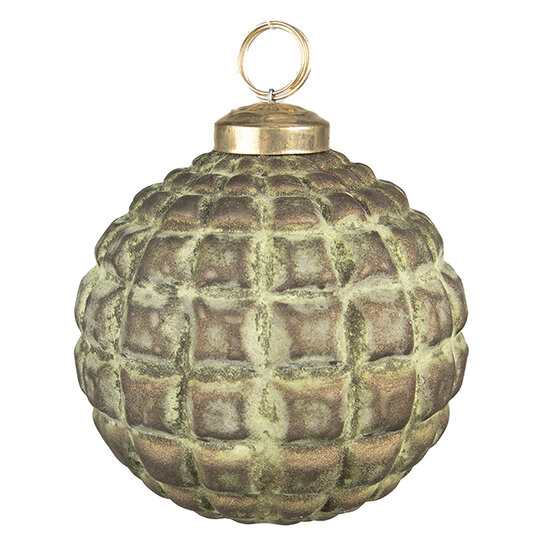 Clayre & Eef | Kerstbal Groen, Bruin ø 10x10 cm | 6GL3785