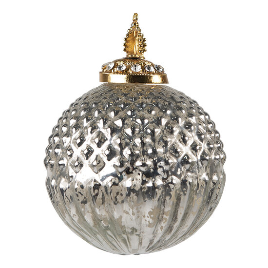Clayre & Eef | Kerstbal Zilverkleurig ø 10 cm | 6GL3810