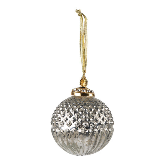 Clayre & Eef | Kerstbal Zilverkleurig ø 10 cm | 6GL3810