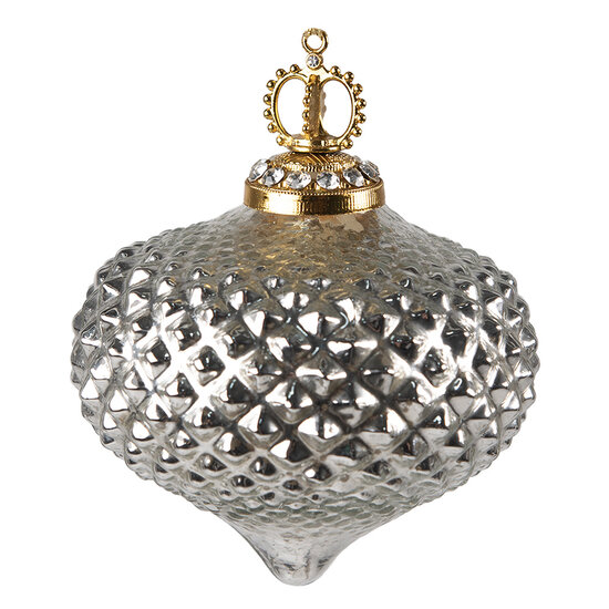 Clayre & Eef | Kerstbal Zilverkleurig ø 7x8 cm | 6GL3816