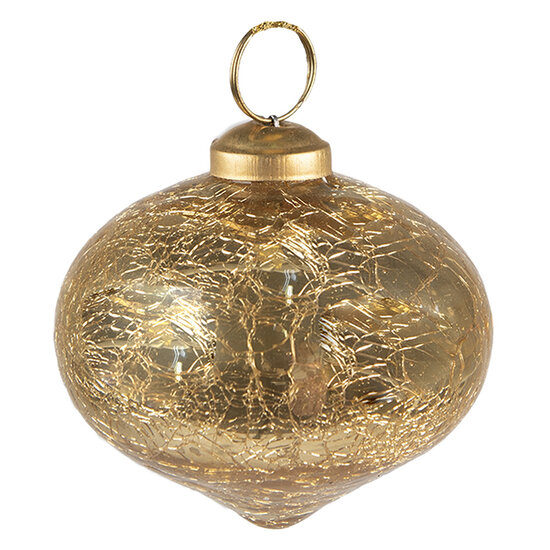 Clayre & Eef | Kerstbal Goudkleurig ø 9x8 cm | 6GL3825