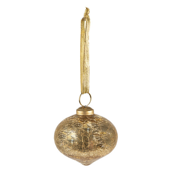 Clayre & Eef | Kerstbal Goudkleurig ø 9x8 cm | 6GL3825