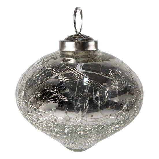 Clayre & Eef | Kerstbal Zilverkleurig ø 7x7 cm | 6GL3827