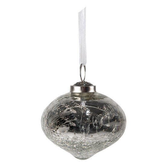 Clayre & Eef | Kerstbal Zilverkleurig ø 7x7 cm | 6GL3827