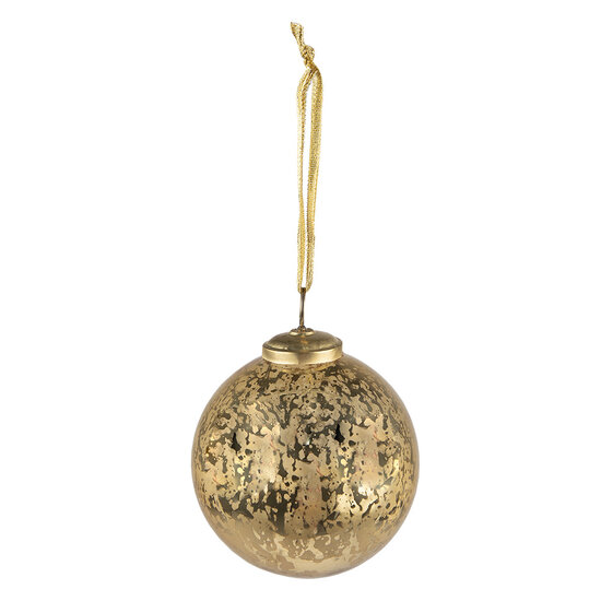 Clayre & Eef | Kerstbal Goudkleurig ø 9x10 cm | 6GL3830