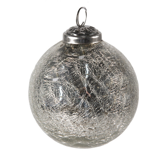 Clayre & Eef | Kerstbal Zilverkleurig ø 9x10 cm | 6GL3847