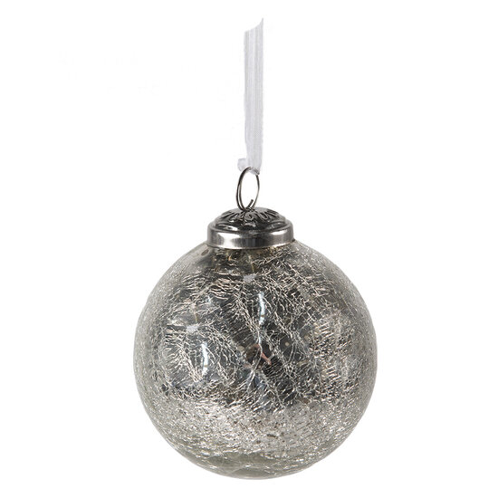 Clayre & Eef | Kerstbal Zilverkleurig ø 9x10 cm | 6GL3847