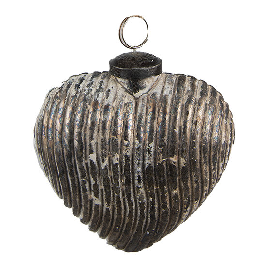 Clayre & Eef | Kerstbal Grijs 7x4x8 cm | 6GL3849