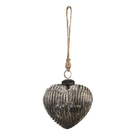 Clayre & Eef | Kerstbal Grijs 7x4x8 cm | 6GL3849
