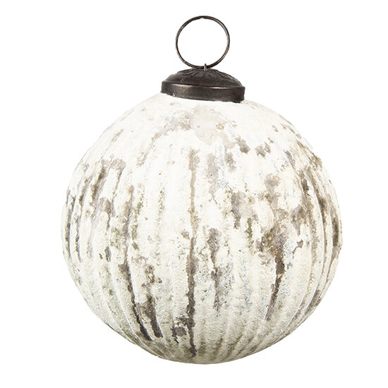 Clayre & Eef | Kerstbal Beige Bruin ø 9x10 cm | 6GL3861