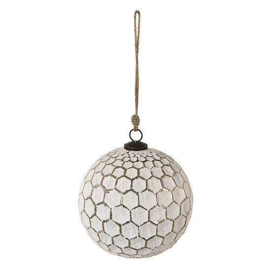 Clayre & Eef | Kerstbal Wit ø 15x15 cm | 6GL3870