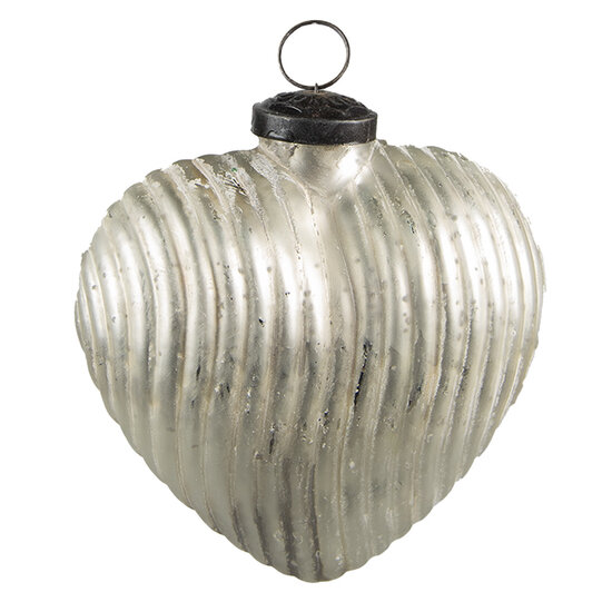 Clayre & Eef | Kerstbal Zilverkleurig 9x4x10 cm | 6GL3878